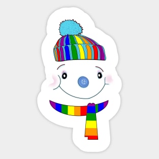 Cute Women's LGBTQ Winter Snowwoman Snowman Face Gay Pride Toboggan Scarf Sticker